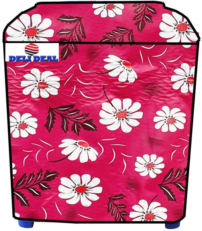 Delideal Semi-Automatic Washing Machine Cover  (Width: 66 cm, Pink, White)