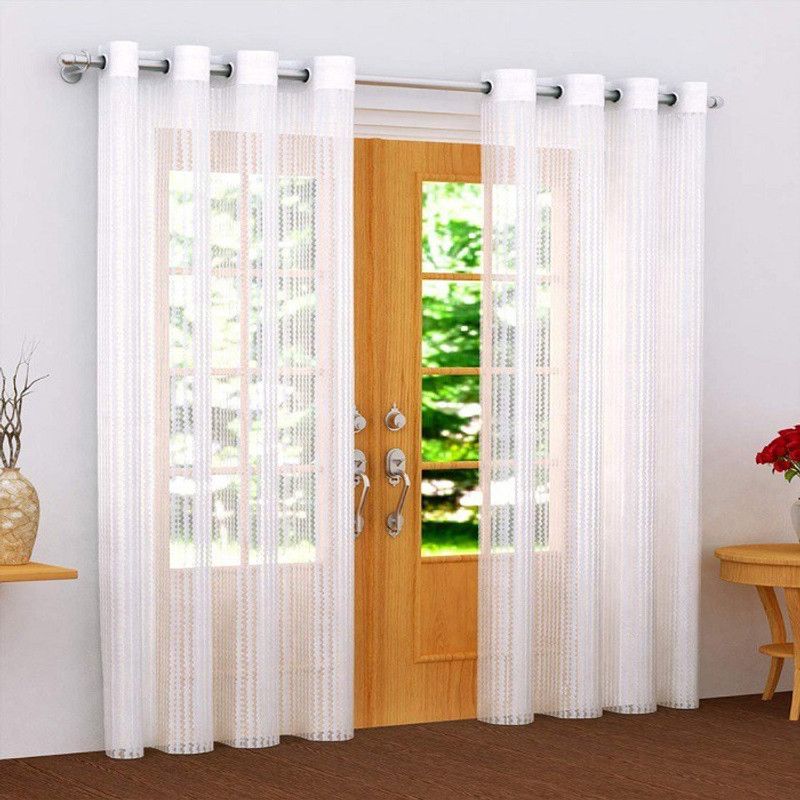MSD Decor Hub 152 cm (5 ft) Polyester Transparent Window Curtain (Pack Of 2)  (Geometric, White)