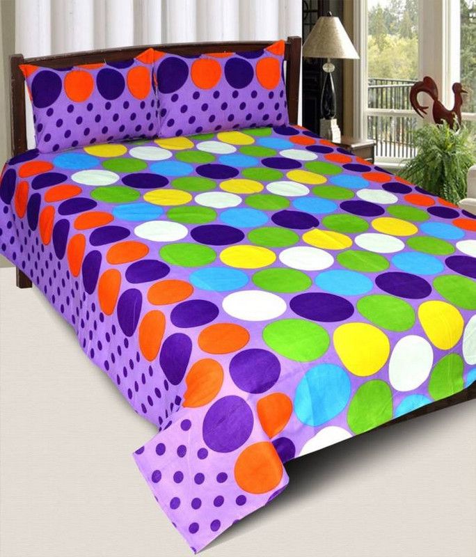 MR Gangoli 160 TC Microfiber Queen Printed Flat Bedsheet  (Pack of 1, Multicolor)