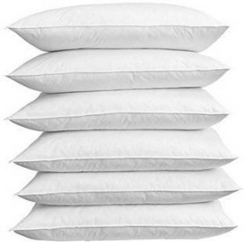 Avr creative Polyester Fibre Solid Sleeping Pillow Pack of 6  (White)