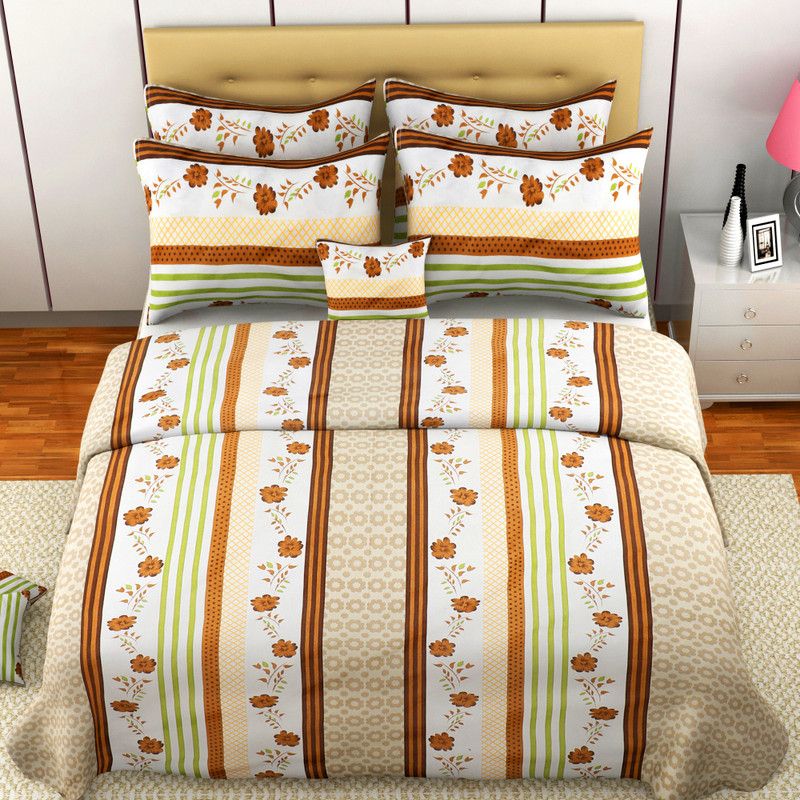 Mafatlal 180 TC Cotton King Floral Flat Bedsheet  (Pack of 1, Green)