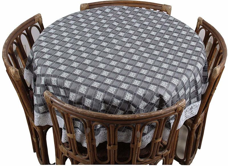 FORMONIK Checkered 8 Seater Table Cover  (Grey, PVC)