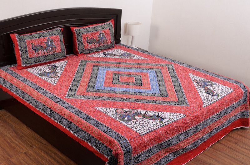 Cotton Double King Bedsheet  (Pack of 1, Fine Red)