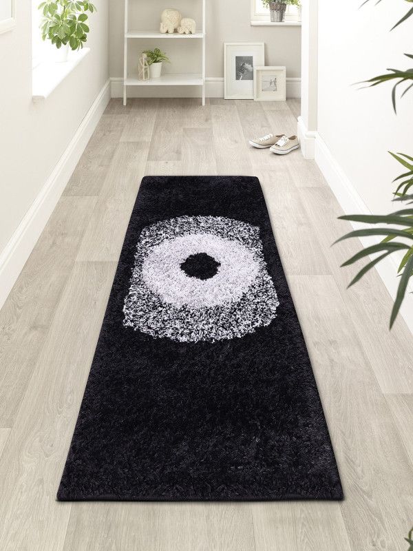 ROMEE Black, Silver Polyester Runner  (55 cm, X 140 cm, Rectangle)
