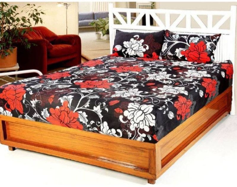 PRODUCTSCK 185 TC Microfiber Double Floral Flat Bedsheet  (Pack of 1, Multicolor)