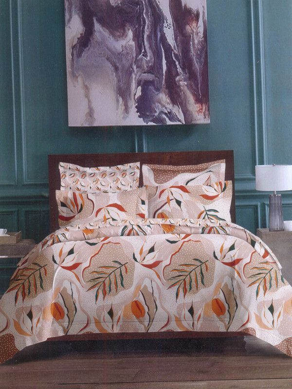 vishal saraf 240 TC Cotton King Abstract Flat Bedsheet  (Pack of 1, Cream)