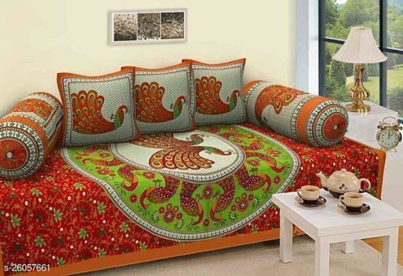 Impress Cotton Floral Diwan Set  (Multicolor)