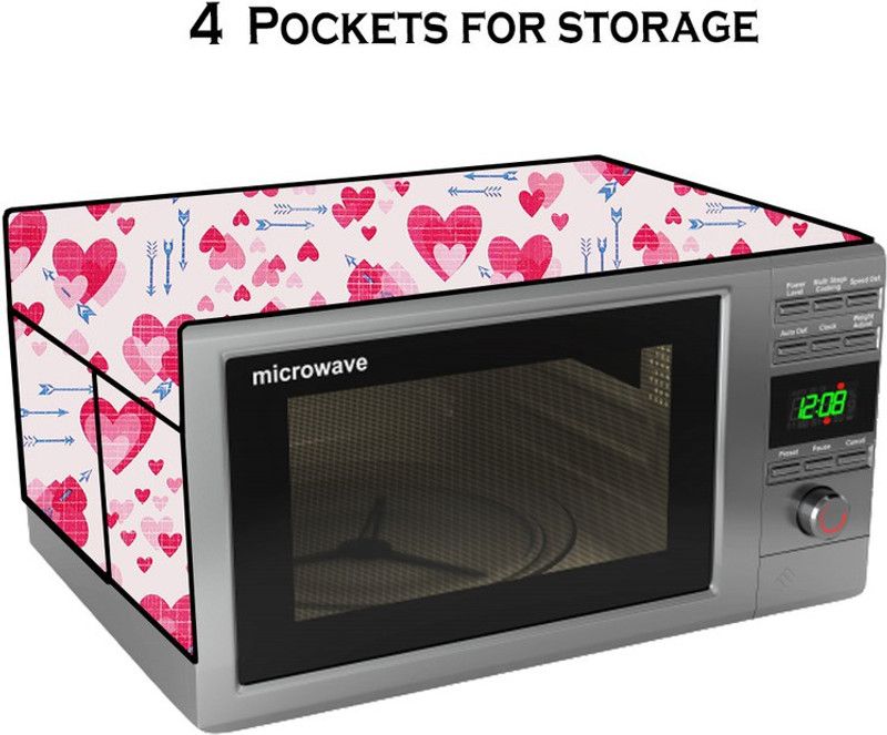 KVAR Microwave Oven Cover  (Width: 55 cm, Pink, White)