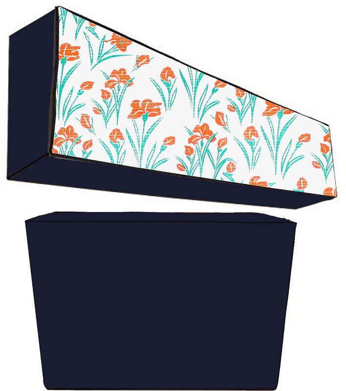 JM Homefurnishings Air Conditioner Cover  (Width: 86 cm, Orange, White)