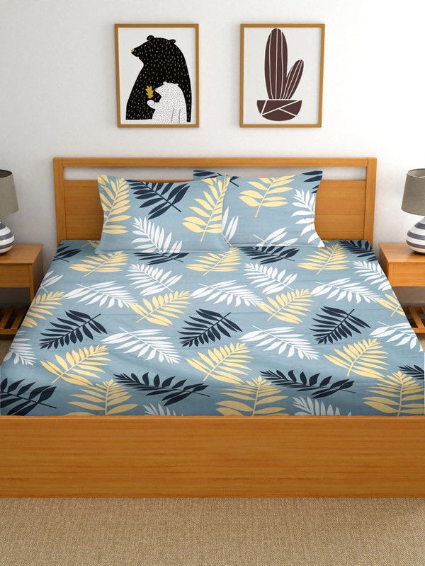 210 TC Cotton Double 3D Printed Bedsheet  (Pack of 1, Multicolor)