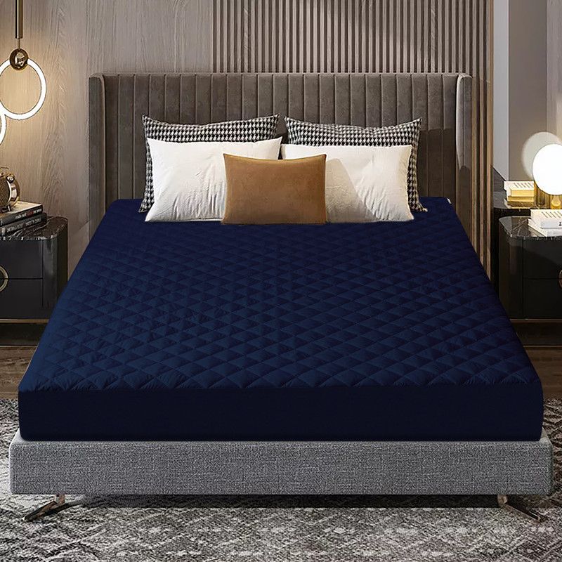 Glassiano Fitted King Size Waterproof Mattress Cover  (Blue)