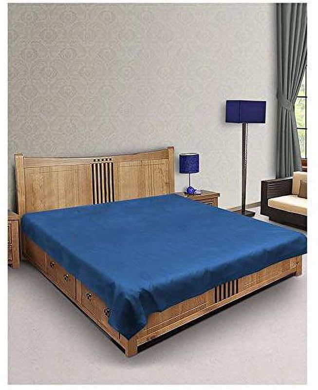 SHAVIN INDUSTRIES 200 TC Polyester King Solid Flat Bedsheet  (Pack of 1, Blue)