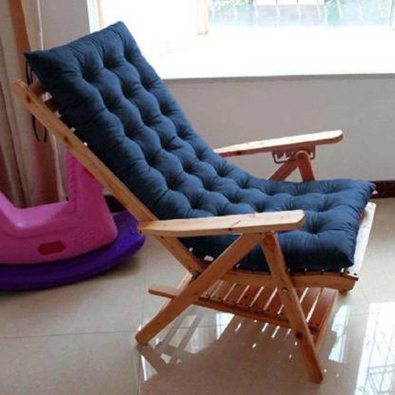 Festoon Creation long chair pad Microfibre Solid Chair Pad Pack of 1  (Blue)