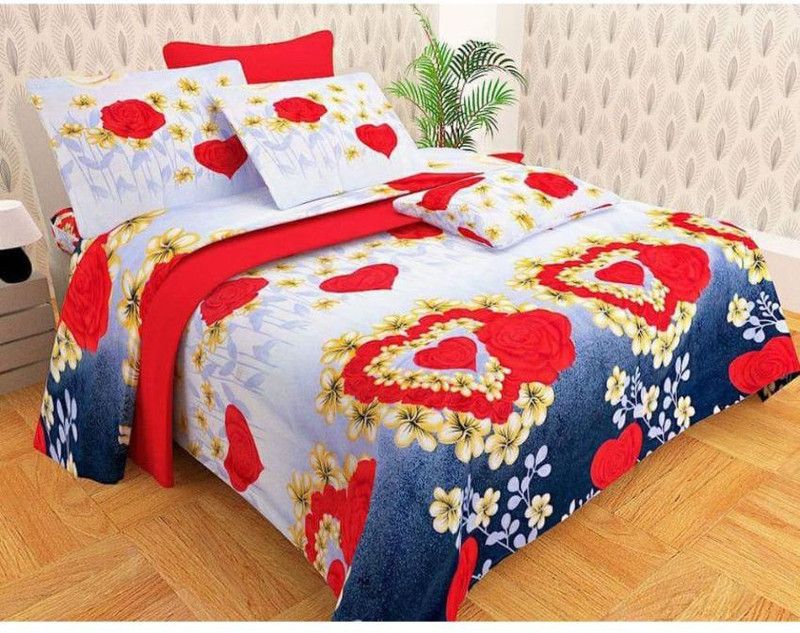 BALKO FAB 180 TC Microfiber Double Geometric Flat Bedsheet  (Pack of 1, Beige)