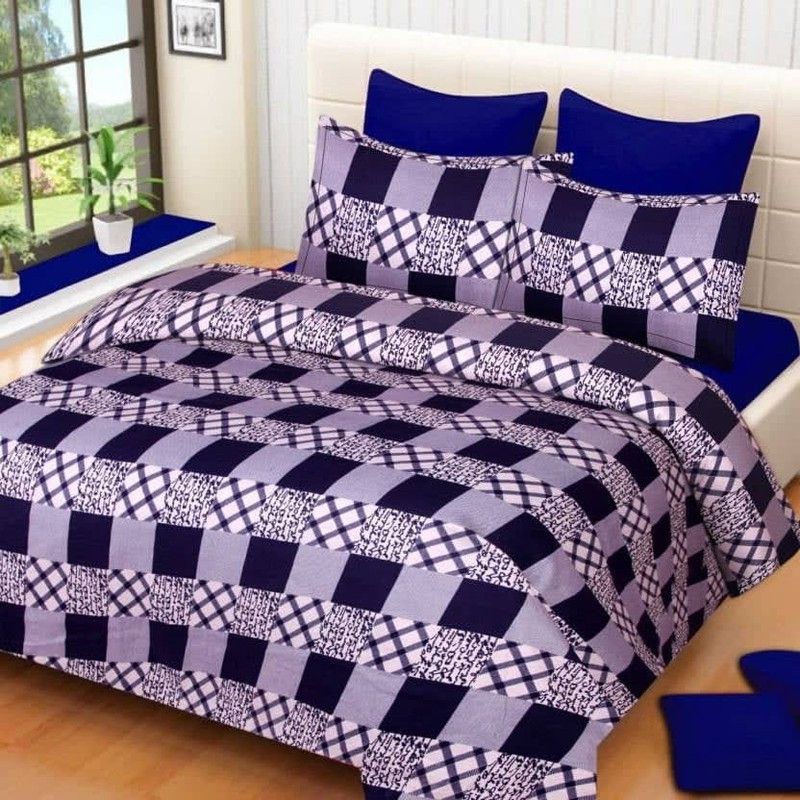 BALKO FAB 144 TC Polycotton Double Printed Flat Bedsheet  (Pack of 1, Multicolor)
