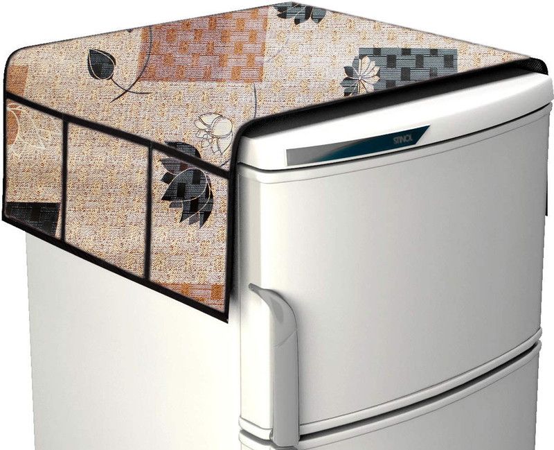 KingMatters Refrigerator Cover  (Width: 56 cm, Black, Grey)