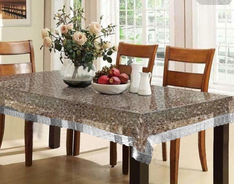Self Design 6 Seater Table Cover  (Brown, PVC)