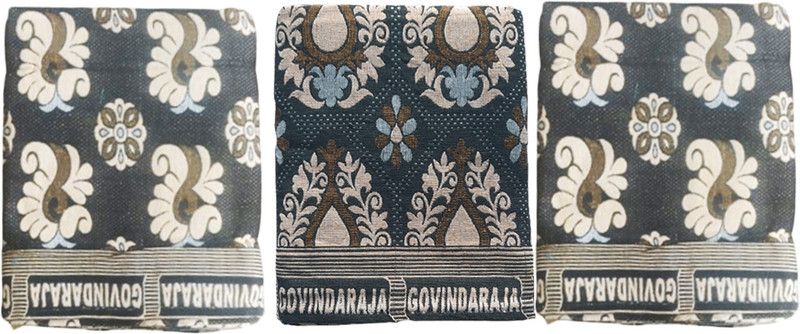 amman textiles 180 TC Cotton Queen Self Design Flat Bedsheet  (Pack of 3, Multi73)