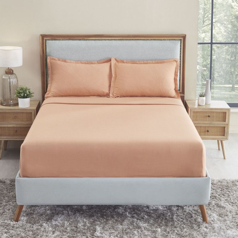 TRIDENT 150 TC Cotton King Solid Flat Bedsheet  (Pack of 1, Sunburn Orange)