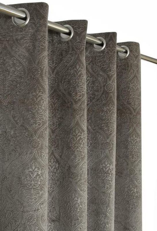 BK HOMZ 183 cm (6 ft) Velvet Room Darkening Window Curtain Single Curtain  (Self Design, Grey)