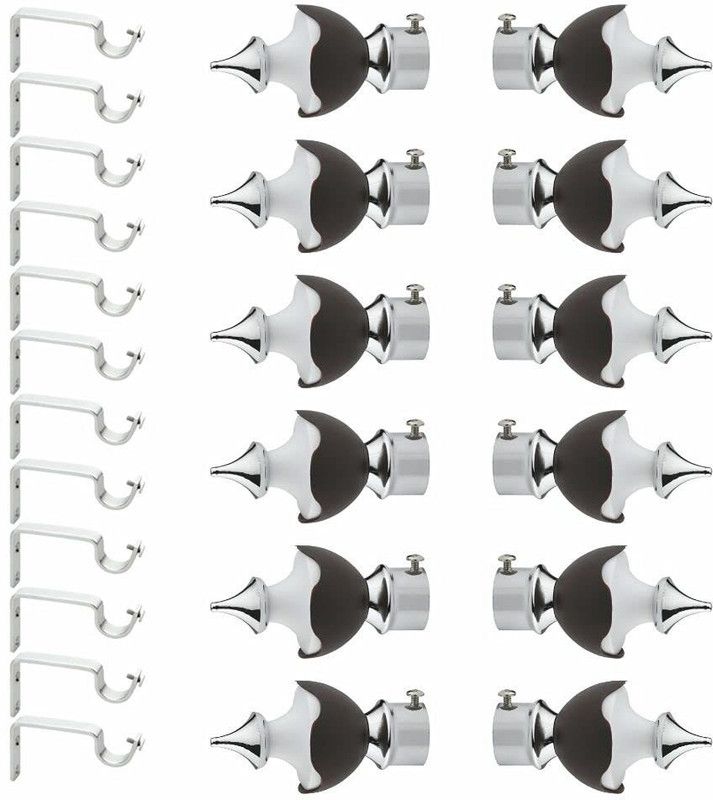 LEEZEN Architectural Hardware Silver Rod Rail Bracket Metal  (Pack of 12)