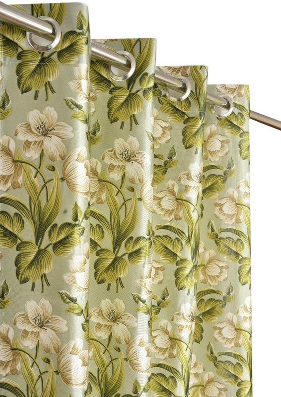Shyam ji traders 152.4 cm (5 ft) Polyester Room Darkening Window Curtain (Pack Of 2)  (Printed, GREEN PRINTED)