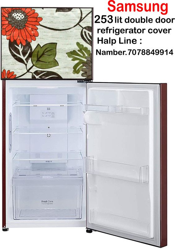 AAVYA UNIQUE FASHION Refrigerator Cover  (Width: 54.61 cm, White,Green)