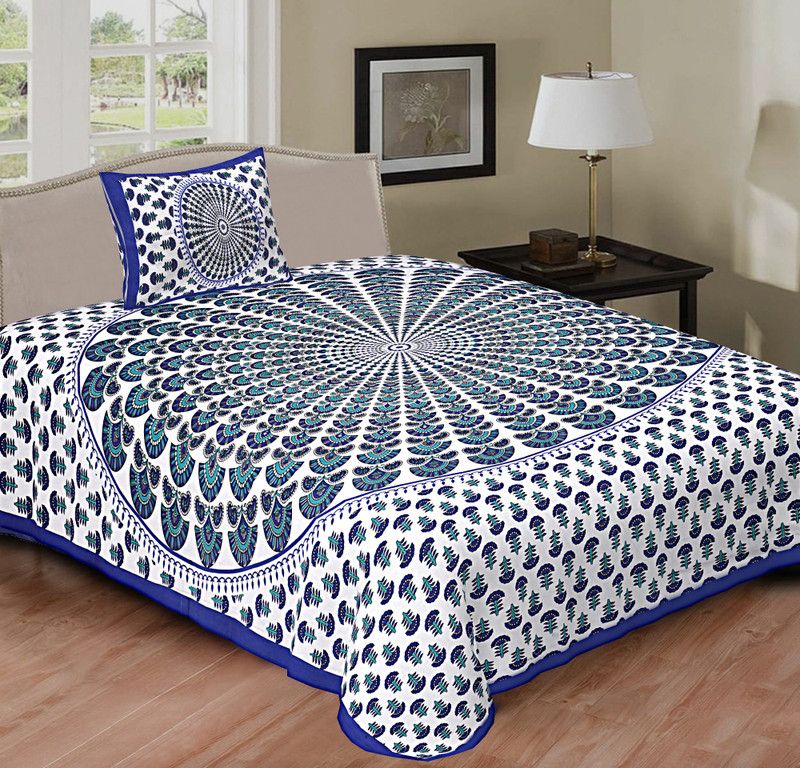 Fashion Cottage 144 TC Cotton Single Printed Flat Bedsheet  (Pack of 1, Multicolor2)