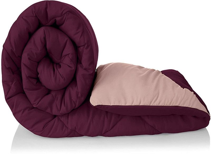 TUNDWAL'S Solid Double Comforter for Mild Winter  (Microfiber, MEGENTA, Beige)