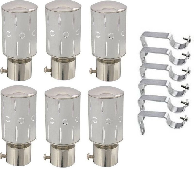 nails ink Silver Rod Rail Bracket, Curtain Knobs Metal  (Pack of 12)