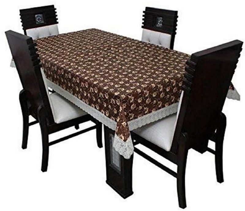 TANLOOMS Printed 4 Seater Table Cover  (Brown, PVC)