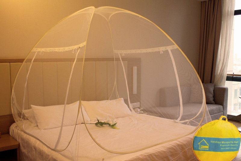 VERDIOZ Cotton Adults Washable DOUBLE BED Mosquito Net  (Cream, Tent)