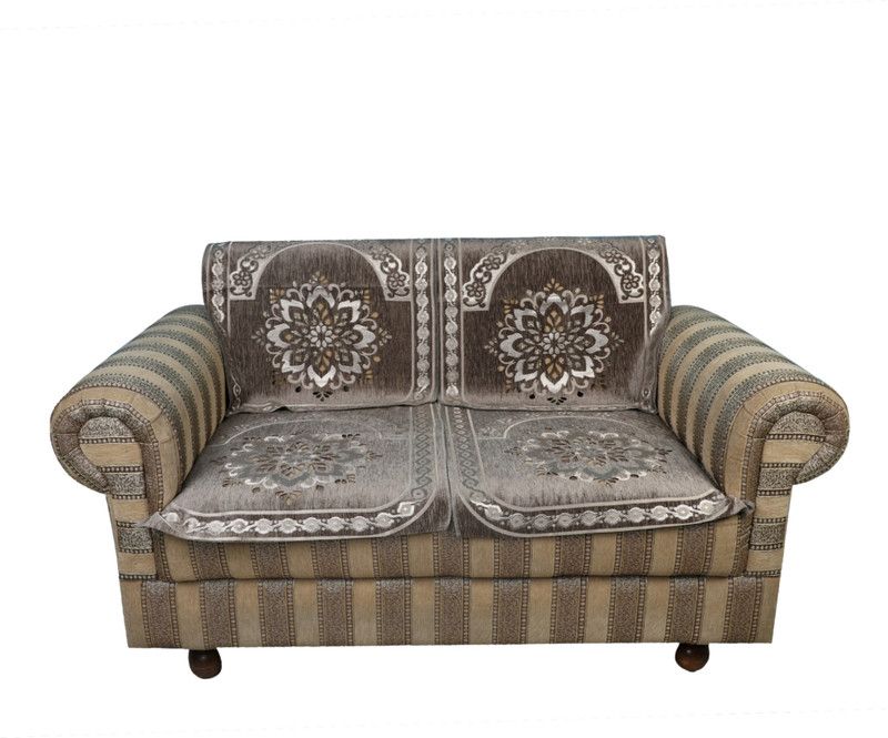TANLOOMS Velvet Embroidered Sofa Cover  (Grey Pack of 6)