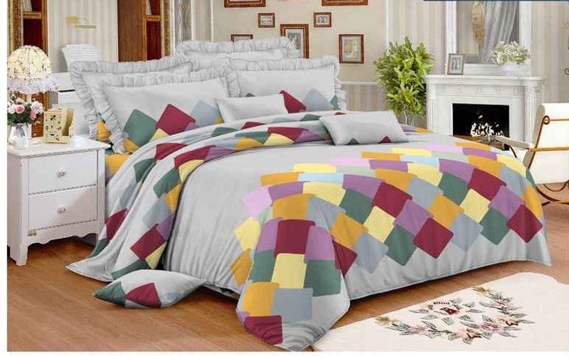 Ashana Decor World 180 TC Polycotton King Printed Flat Bedsheet  (Pack of 1, Grey)