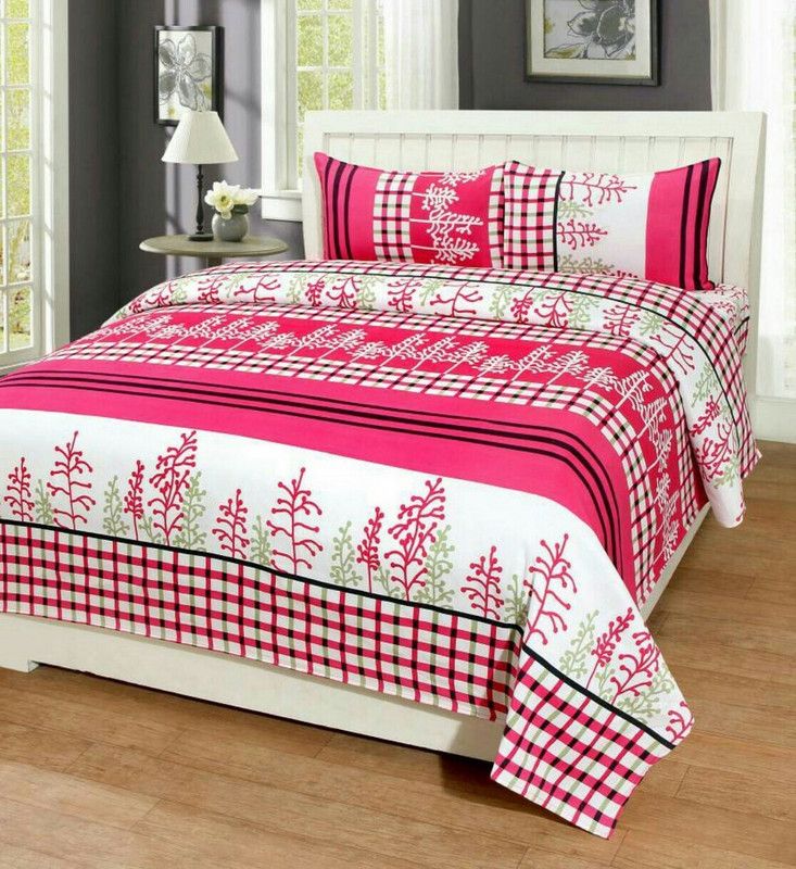 180 TC Microfiber Double Bedsheet  (Pack of 1, Pink)