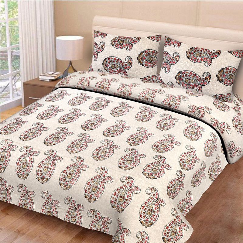 Anchals 220 TC Cotton King Jaipuri Prints Flat Bedsheet  (Pack of 1, Multicolor)