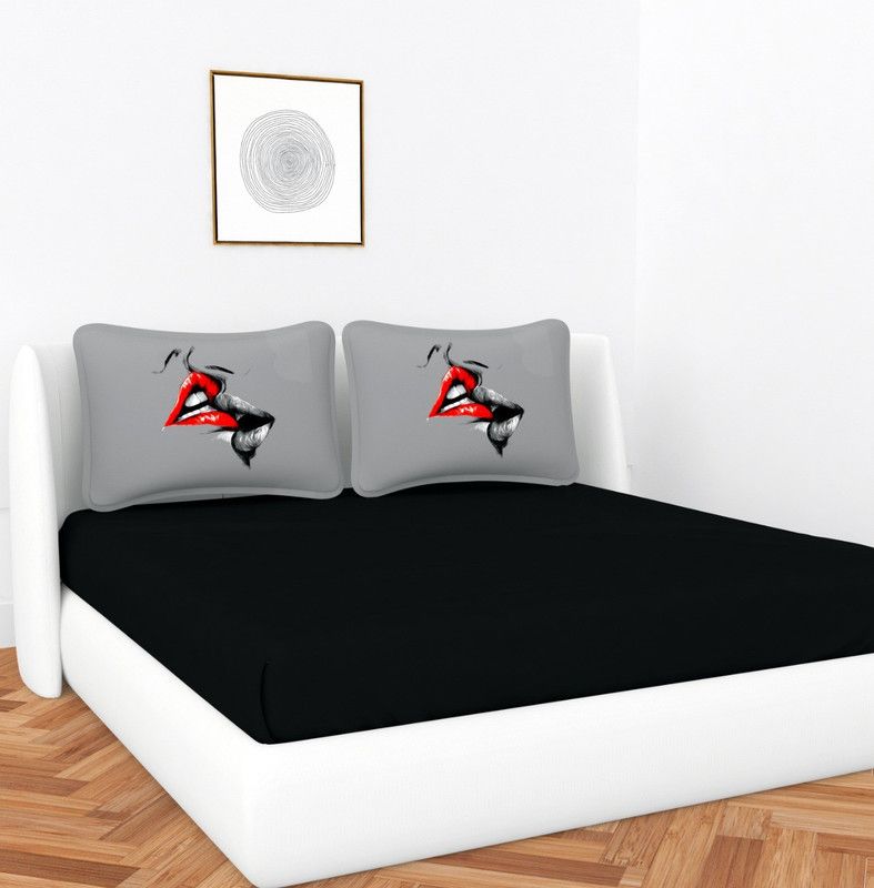 vdc 250 TC Polycotton Double Solid Flat Bedsheet  (Pack of 1, Black)