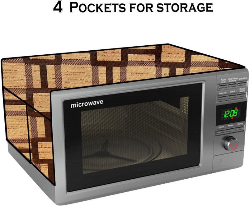 KVAR Microwave Oven Cover  (Width: 61 cm, Yellow, Brown)
