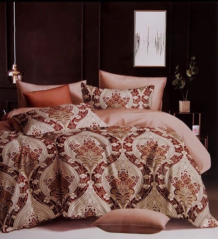 Skytex 150 TC Cotton King Abstract Flat Bedsheet  (Pack of 1, Brown)