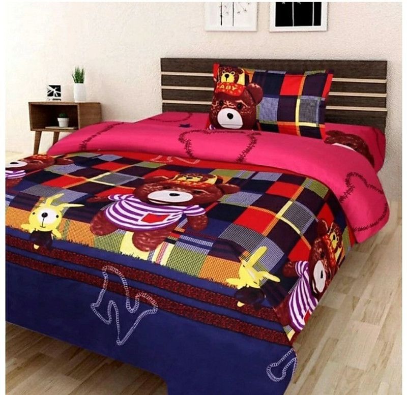 CHEVRON 160 TC Microfiber Single Cartoon Flat Bedsheet  (Pack of 1, Multicolor)