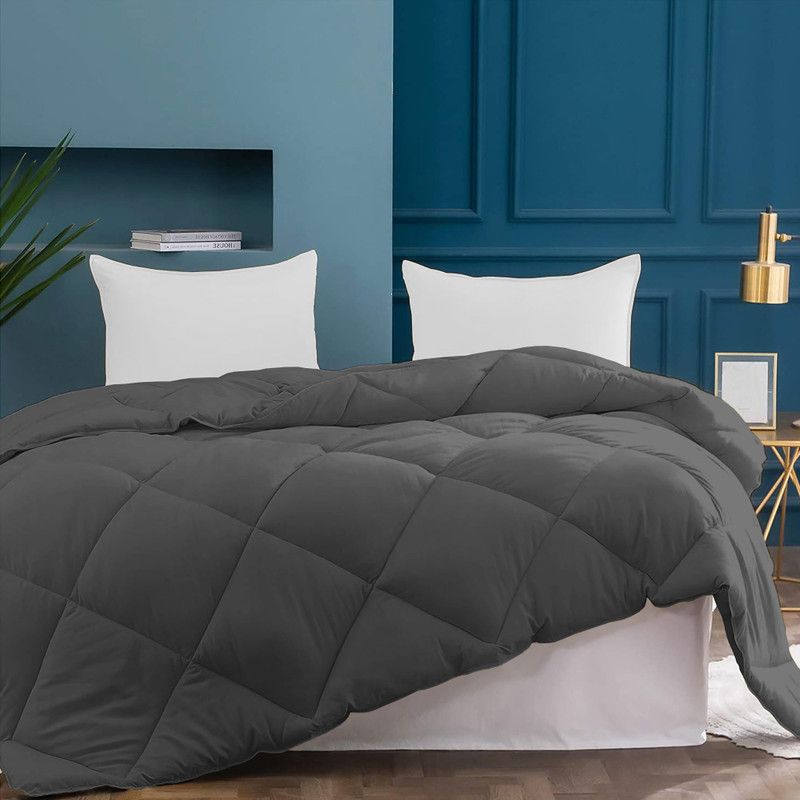 MeckHome Culture Geometric Single Comforter for Heavy Winter  (Microfiber, Dark Grey)