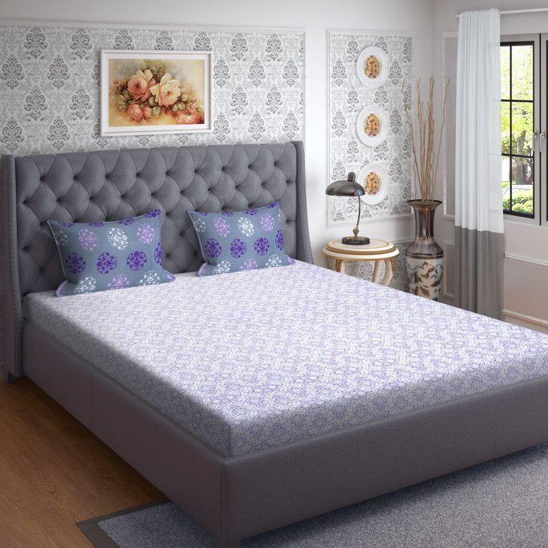 Welspun 144 TC Cotton Double Printed Flat Bedsheet  (Pack of 1, Multicolor)