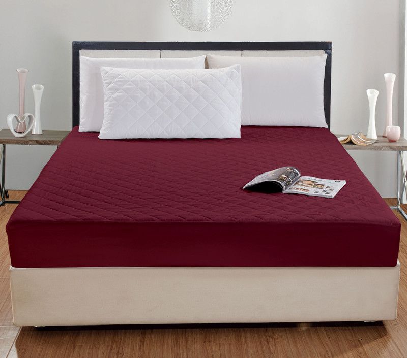 Cloth Fusion Fitted Queen Size Waterproof Mattress Cover  (Maroon)