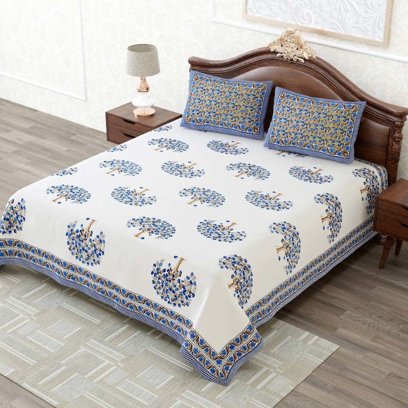 250 TC Cotton Double King Motifs Bedsheet  (Pack of 1, Design4)