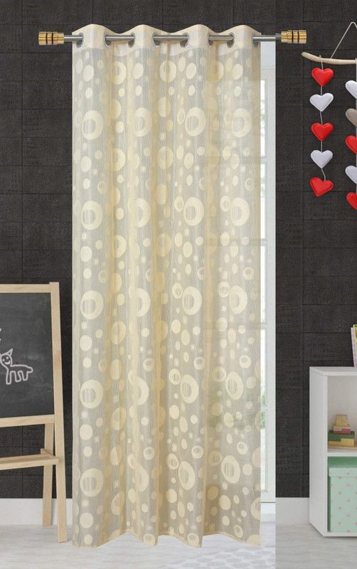 Home Utsav 153 cm (5 ft) Net Semi Transparent Window Curtain Single Curtain  (Floral, Cream)