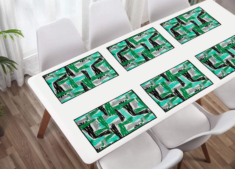 Flipkart SmartBuy Rectangular Pack of 6 Table Placemat  (Green, Black, Grey, Cotton)