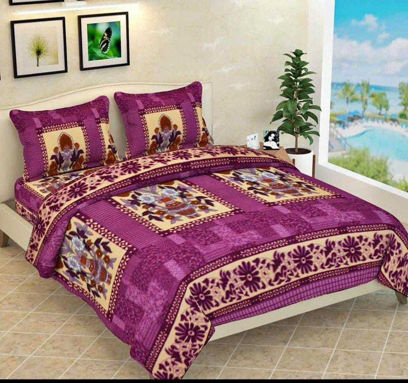 sumren Wool Double Bed Cover  (Purple)