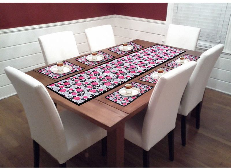 Samtacreation Pink PVC Table Linen Set  (Pack of 7)