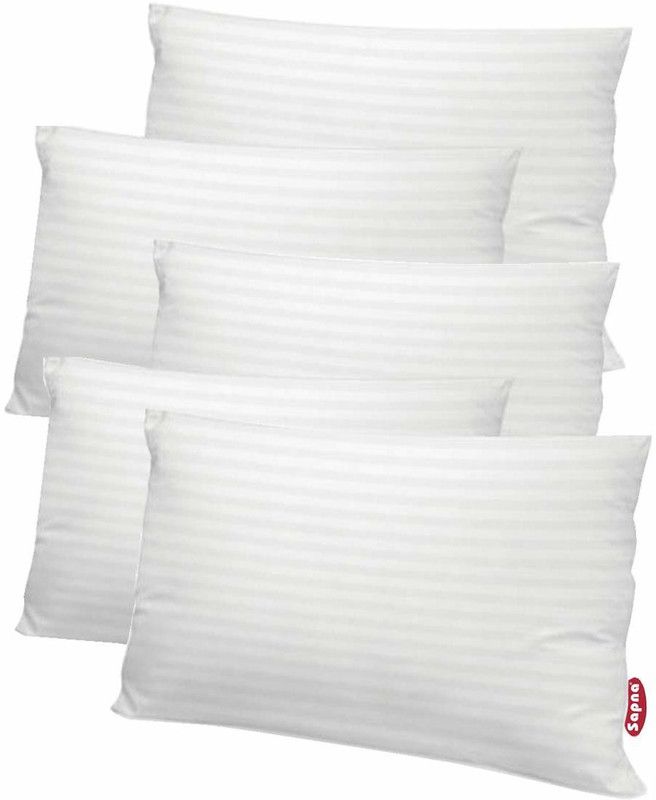 Swikon star Polyester Fibre Stripes Sleeping Pillow Pack of 5  (White)
