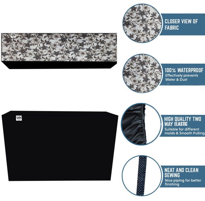 KingMatters Air Conditioner Cover  (Width: 88 cm, White, Grey)